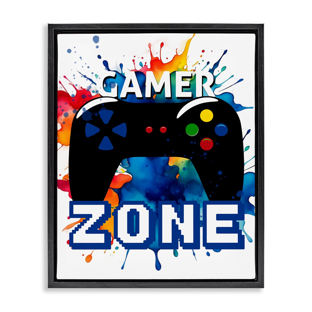 Stupell Industries Vivid Modern Gamer Zone Floating Frame Design by Kim Allen